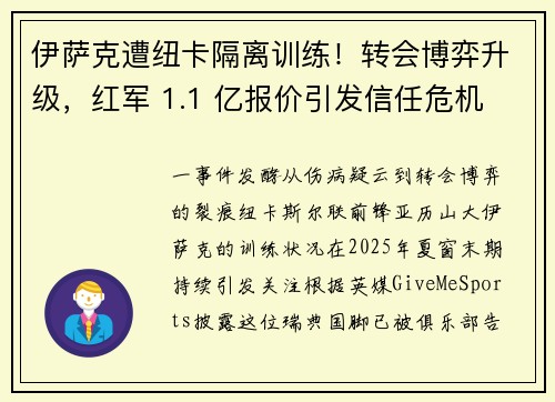 伊萨克遭纽卡隔离训练！转会博弈升级，红军 1.1 亿报价引发信任危机